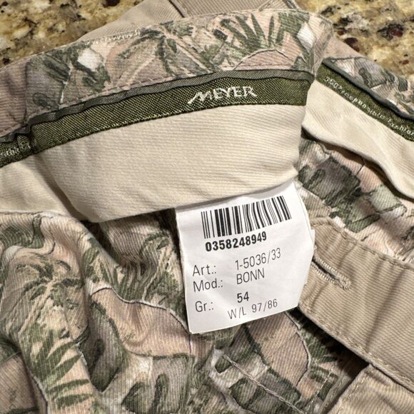 Meyer Exclusive Bonn Chino Pants Men GR 54 W36 L28 Cotton Blend Camel Tan Logo - Picture 1 of 7